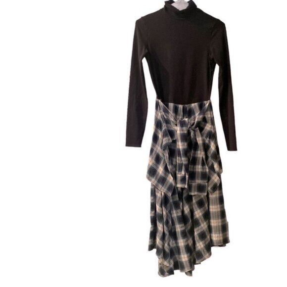 Maje Long Sleeve Shirt Dress Plaid Bottom Size US Small Eu 36 - Picture 2 of 6